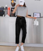 DAZY High Rise Crop Mom Jeans Shein