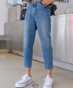 DAZY High Rise Crop Mom Jeans Shein