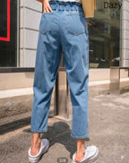 DAZY Floral Embroidery Cropped Mom Fit Jeans Shein