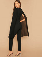 Solid Pleated Cape Jumpsuit Shein