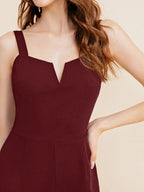 Notch Neck Solid Slip Jumpsuit Shein