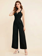 Notch Neck Solid Slip Jumpsuit Shein