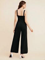 Notch Neck Solid Slip Jumpsuit Shein