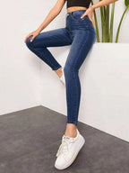 High Waist High Stretch Slant Pocket Jeans Shein