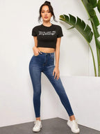 High Waist High Stretch Slant Pocket Jeans Shein