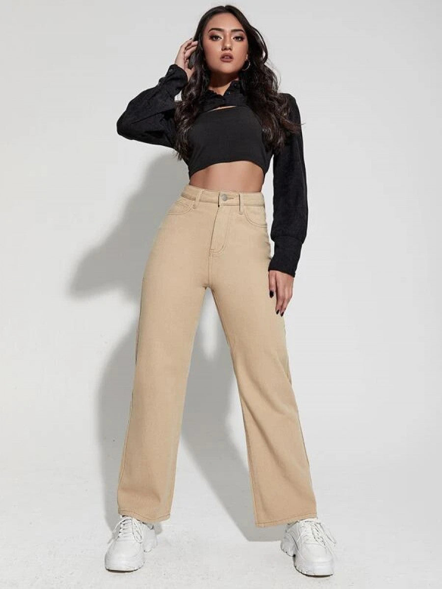 High Waist Wide Leg Jeans Shein