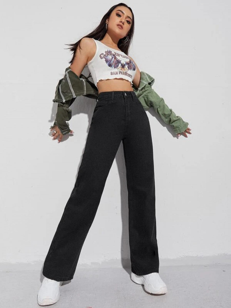 High Waist Wide Leg Jeans Shein
