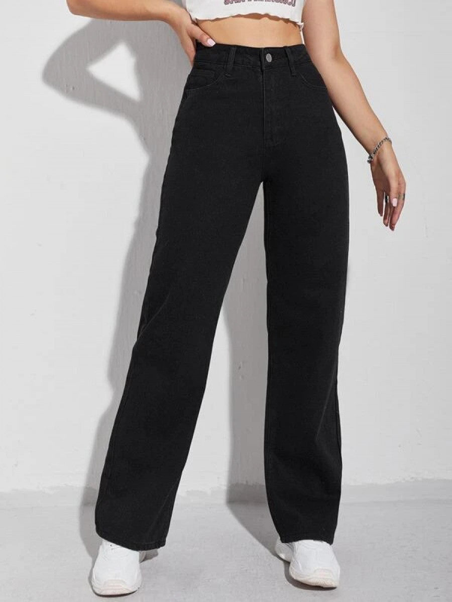 High Waist Wide Leg Jeans Shein