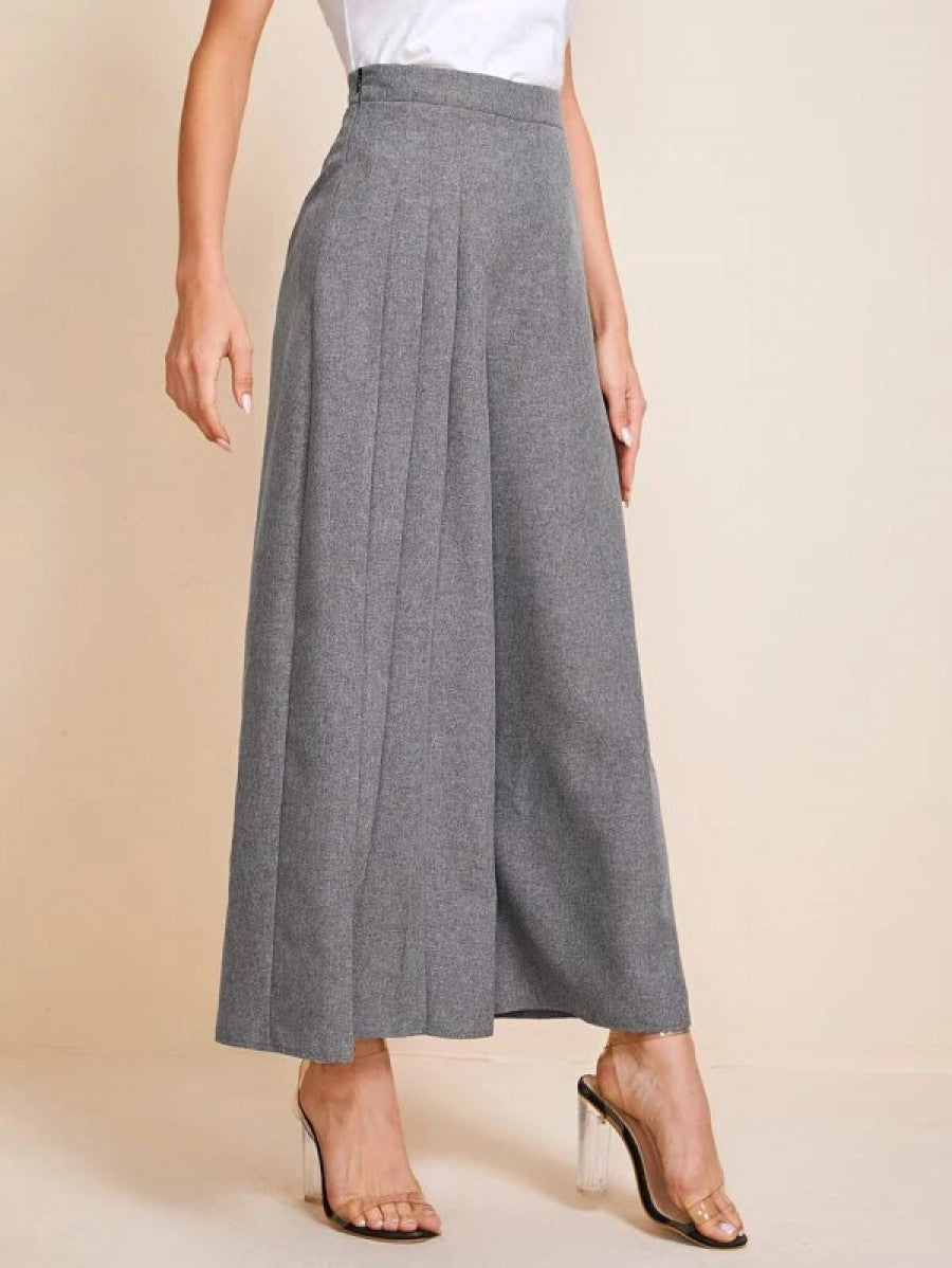 Fold Pleated Detail Wide Leg Pants Shein