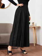 Fold Pleated Detail Wide Leg Pants Shein