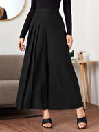 Fold Pleated Detail Wide Leg Pants Shein