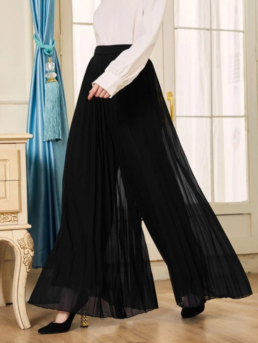 Wide Leg Pleated Pants Shein