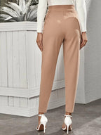 High-Rise Slant Pocket Tapered Pants Shein