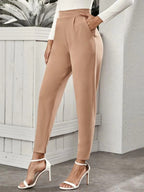 High-Rise Slant Pocket Tapered Pants Shein