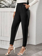 High-Rise Slant Pocket Tapered Pants Shein