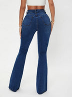 SXY Curvy High Waist Flare Leg Jeans Shein