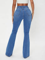SXY Curvy High Waist Flare Leg Jeans Shein