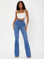SXY Curvy High Waist Flare Leg Jeans Shein
