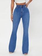SXY Curvy High Waist Flare Leg Jeans Shein