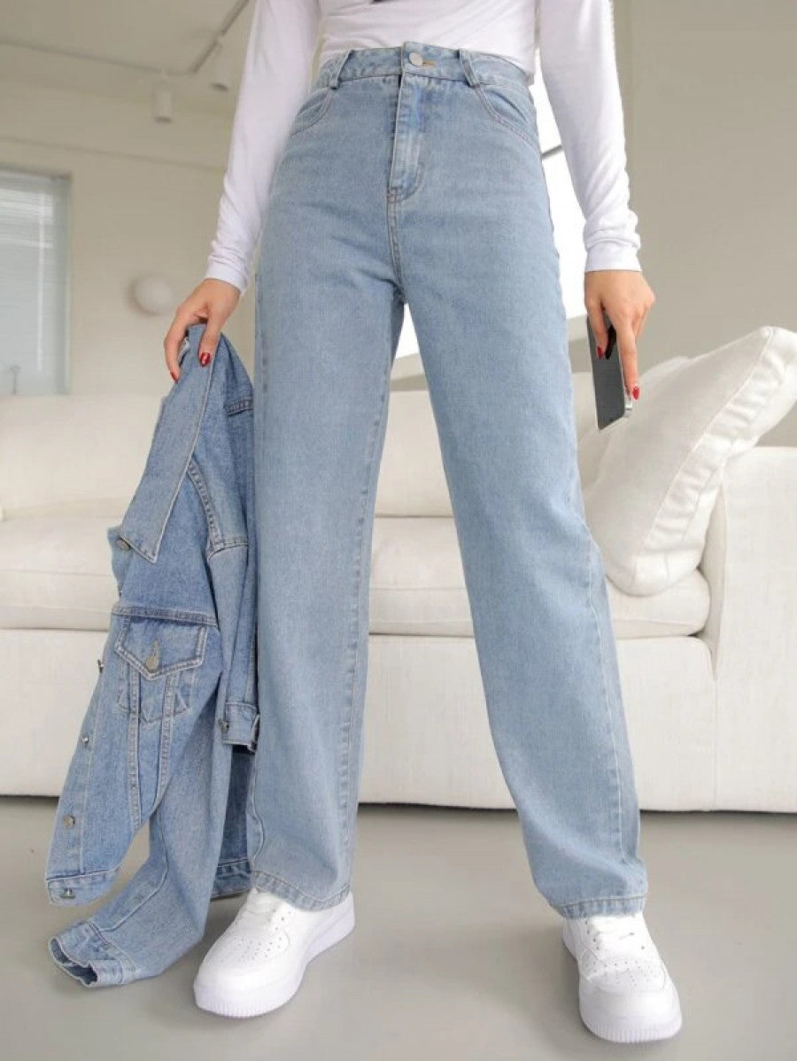 DAZY High Waisted Straight Leg Jeans Shein