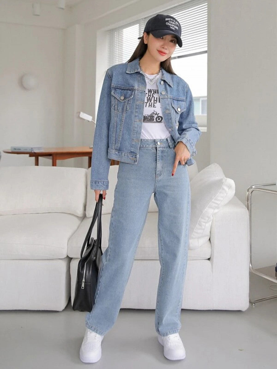 DAZY High Waisted Straight Leg Jeans Shein