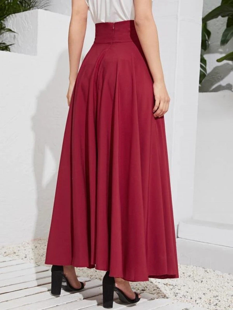 Bow Tie Wide Waistband Maxi Skirt