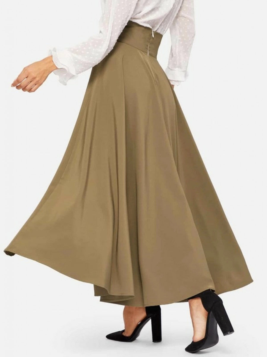 Bow Tie Wide Waistband Maxi Skirt Shein