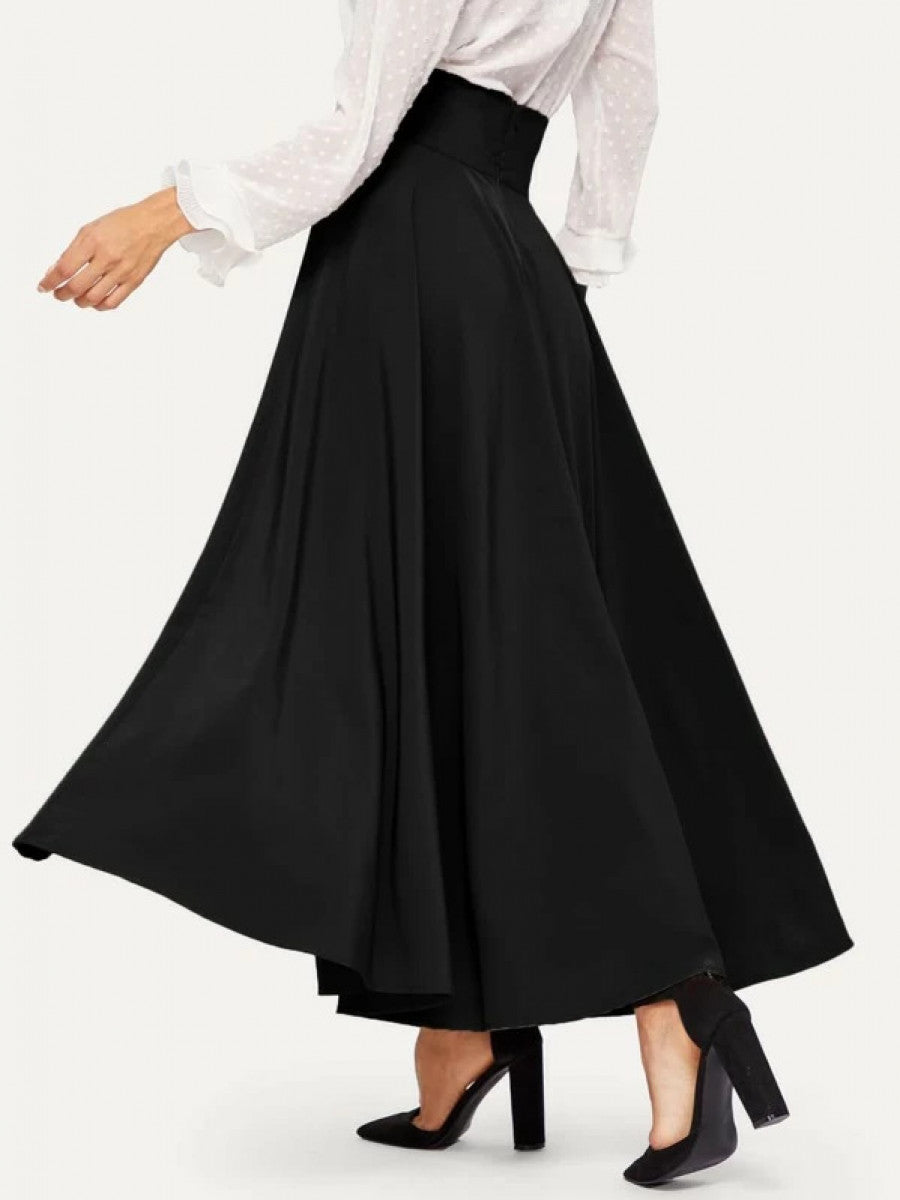 Bow Tie Wide Waistband Maxi Skirt