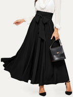 Bow Tie Wide Waistband Maxi Skirt Shein