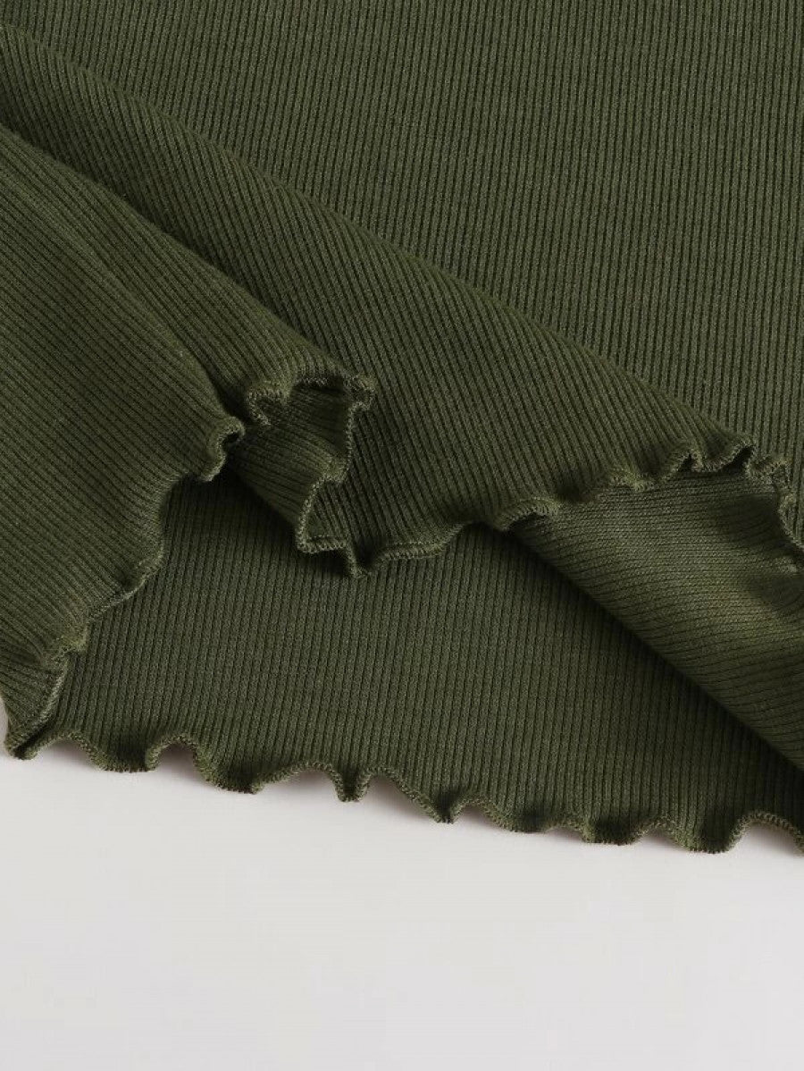 Lettuce Trim Rib-knit Crop Top Shein