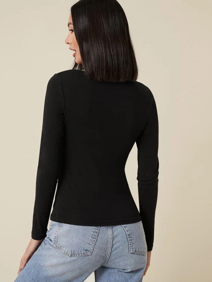 BASICS Square Neck Form Fitted Tee Shein