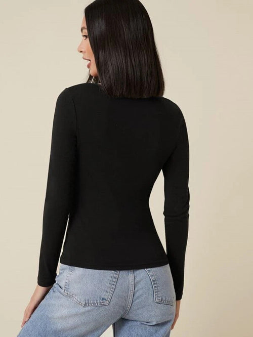 BASICS Square Neck Form Fitted Tee Shein