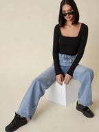 BASICS Square Neck Form Fitted Tee Shein