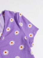 Buttoned Front Floral Crop Tee Shein