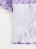 Tie Dye Panel Seam Front Crop Tee Shein
