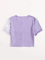 Tie Dye Panel Seam Front Crop Tee Shein