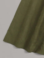 Solid Tee & Self Tie Button Front Skirt Shein