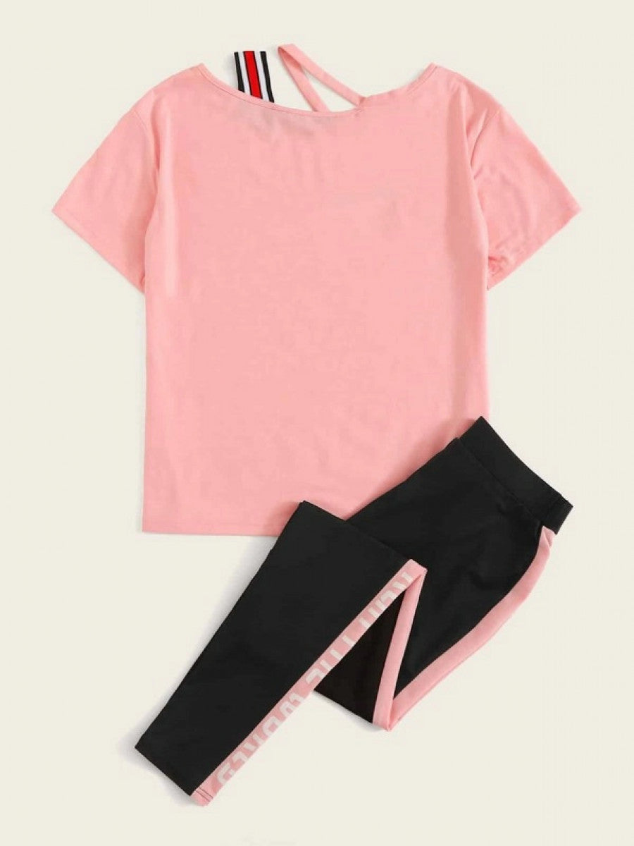 Choker One Shoulder Tassel Detail Top and Pants Set