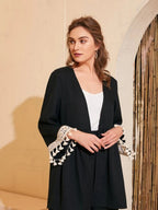 Fringe Trim Top & Pants Set Shein