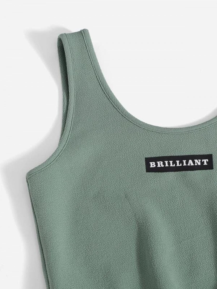 Letter Graphic Tank Top & Joggers Set Shein