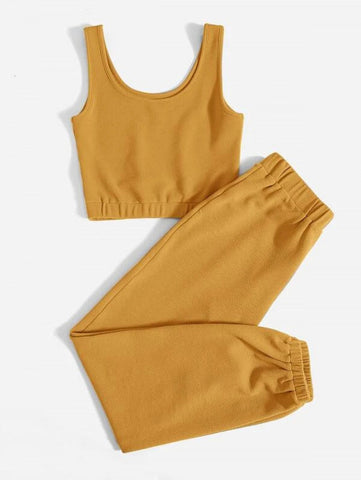 Letter Graphic Tank Top & Joggers Set