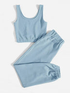 Letter Graphic Tank Top & Joggers Set Shein