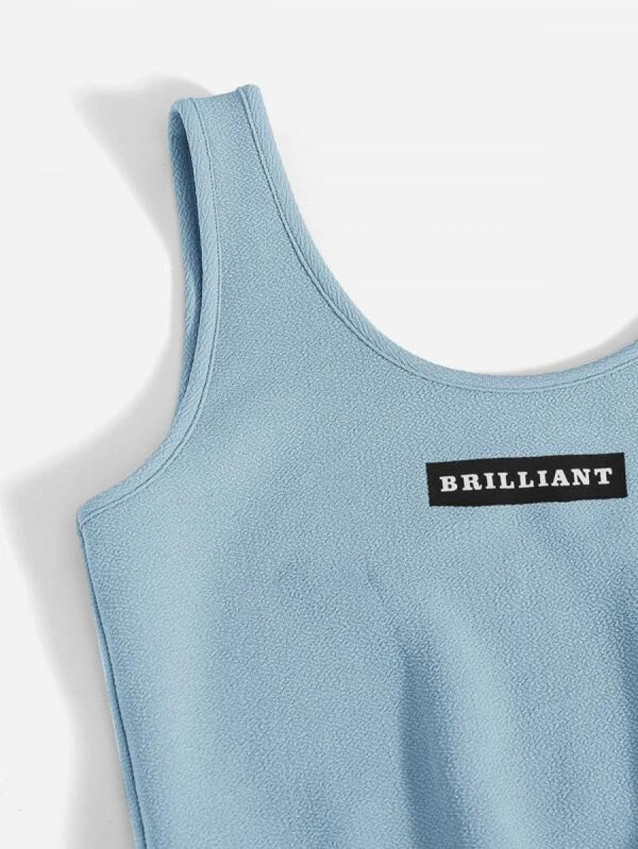 Letter Graphic Tank Top & Joggers Set Shein
