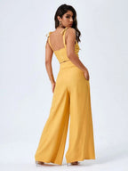 Tie Shoulder Cami Top & Wide Leg Pants Set Shein