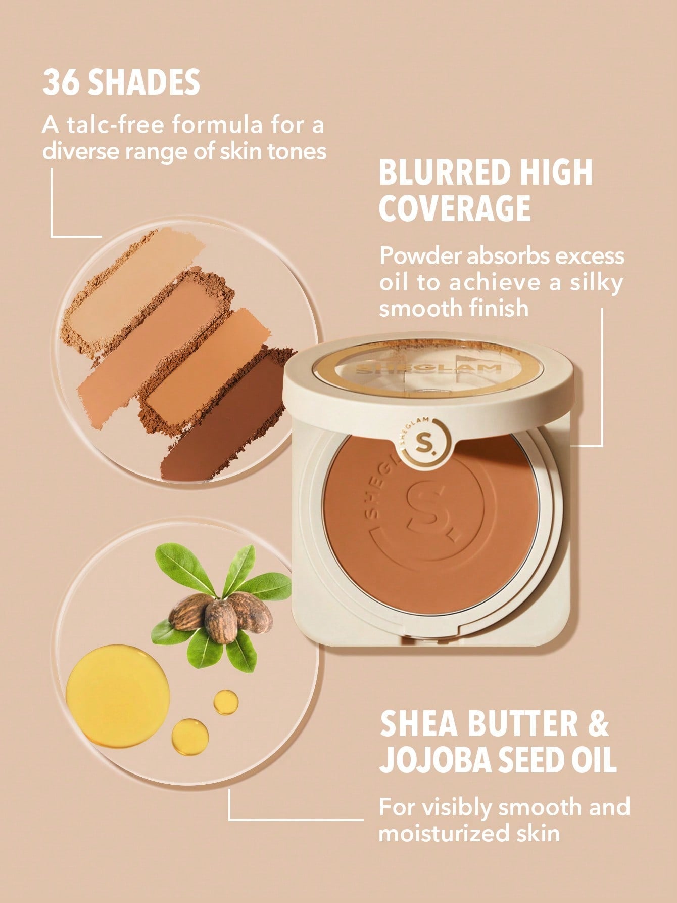 Skin-Focus High Coverage Powder Foundation-Buttercream SHEGLAM