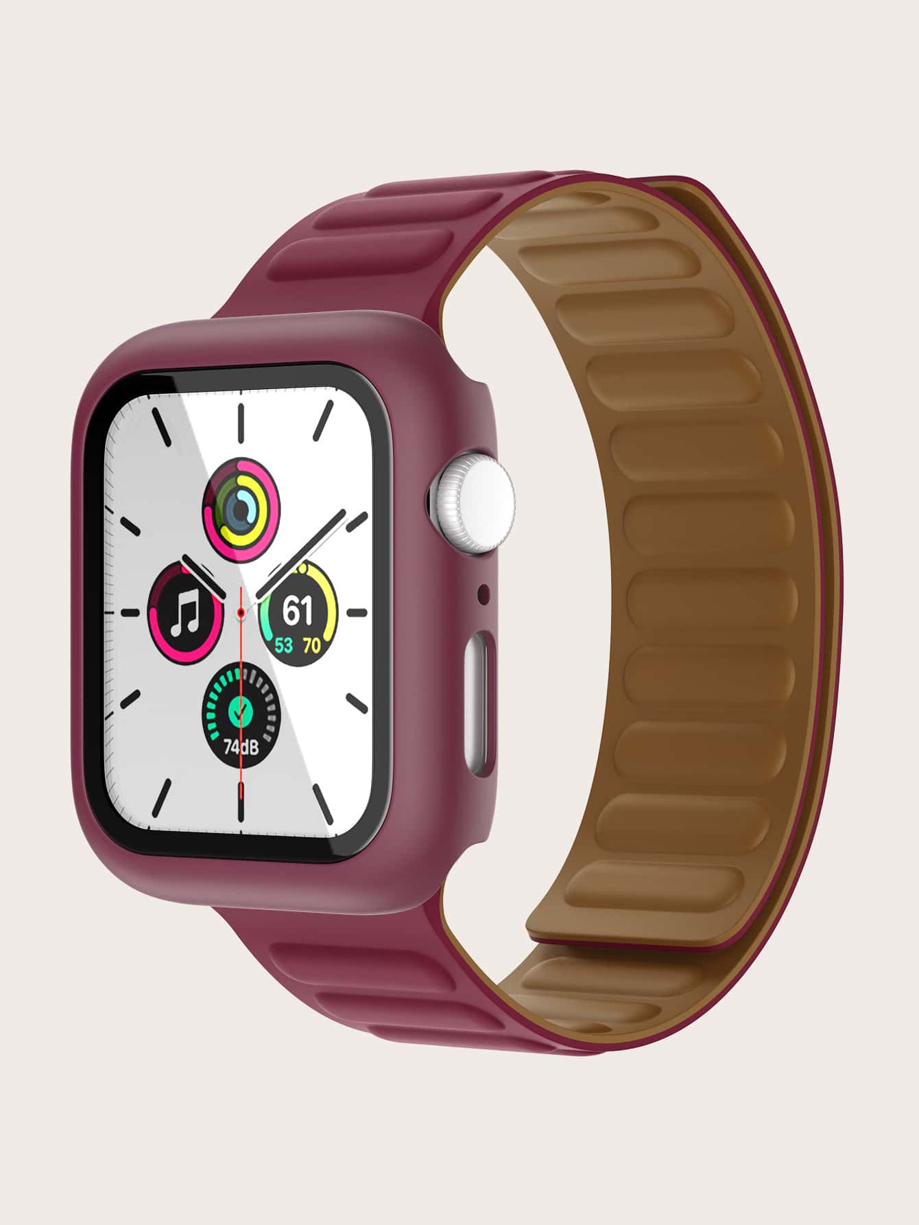 1pc Silicone Magnetic Watch band & 1pc Case Compatible shein