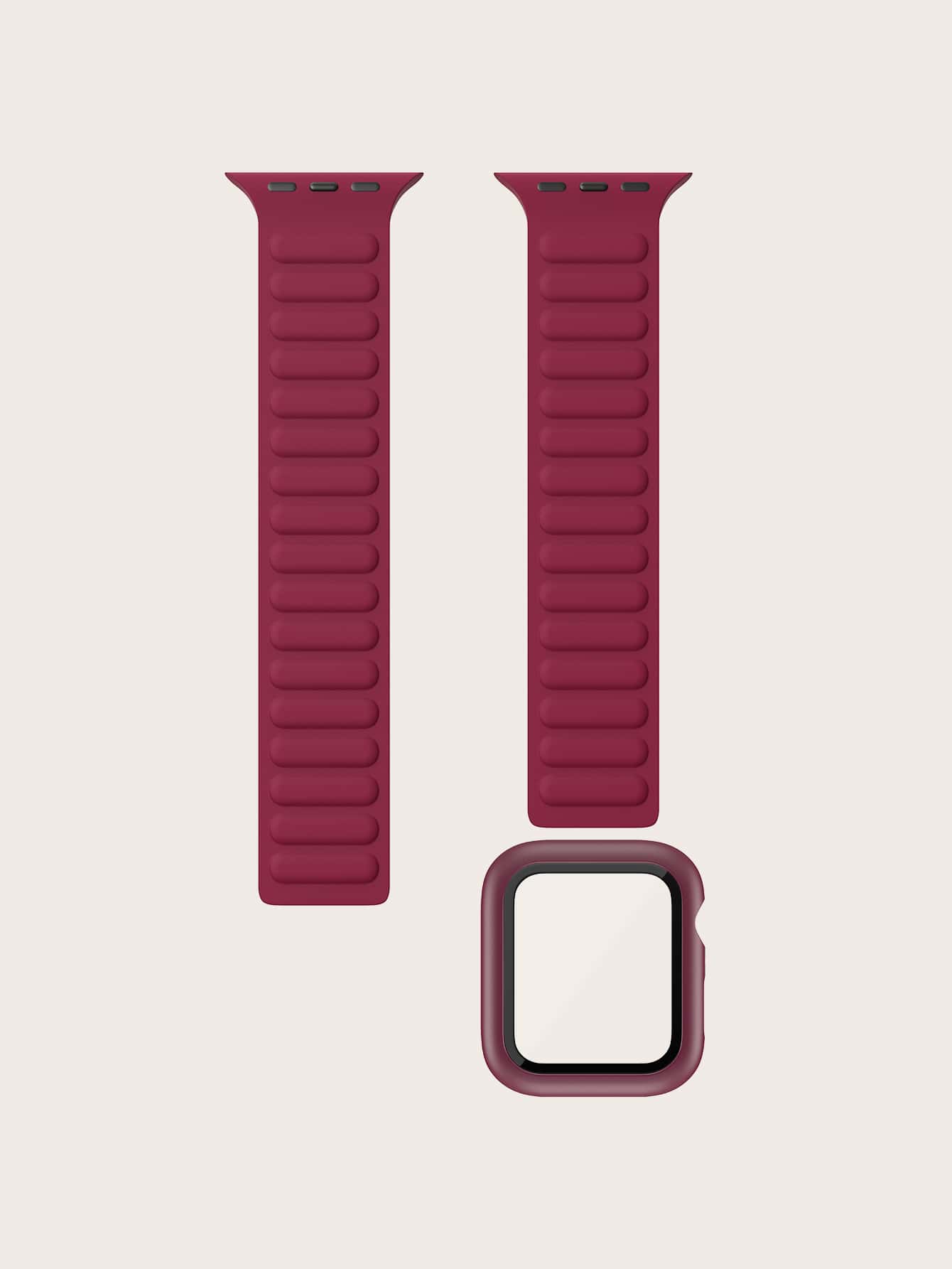 1pc Silicone Magnetic Watch band & 1pc Case Compatible shein