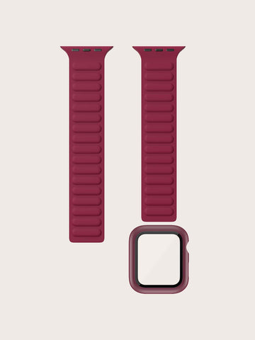 1pc Silicone Magnetic Watch band & 1pc Case Compatible shein