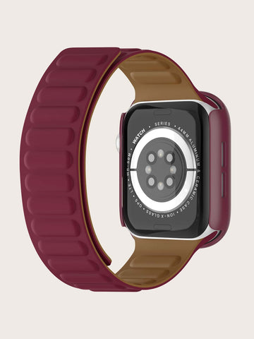 1pc Silicone Magnetic Watch band & 1pc Case Compatible shein