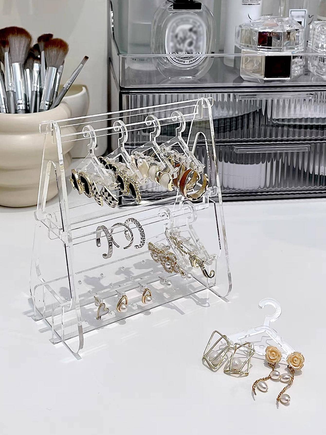 1pc Clothes Hanger Design Clear Jewelry Display Rack Shein